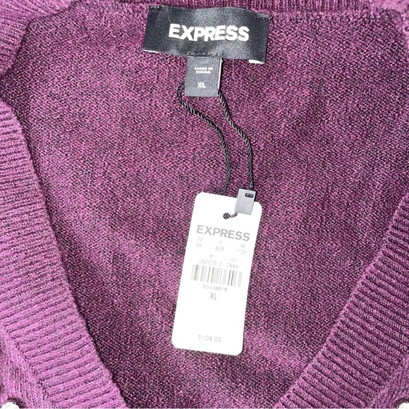 NWT Express Purple Jeweled V Neck Sweater - Picture 6 of 7